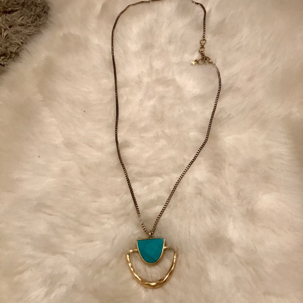 Perfect condition long gold and turquoise necklace